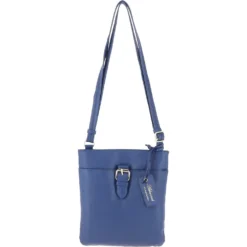 Zip Top Leather Cross Body Bag Royal Blue: SB Buckle