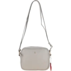 Zip Top Leather Cross Body Bag Taupe: 63594