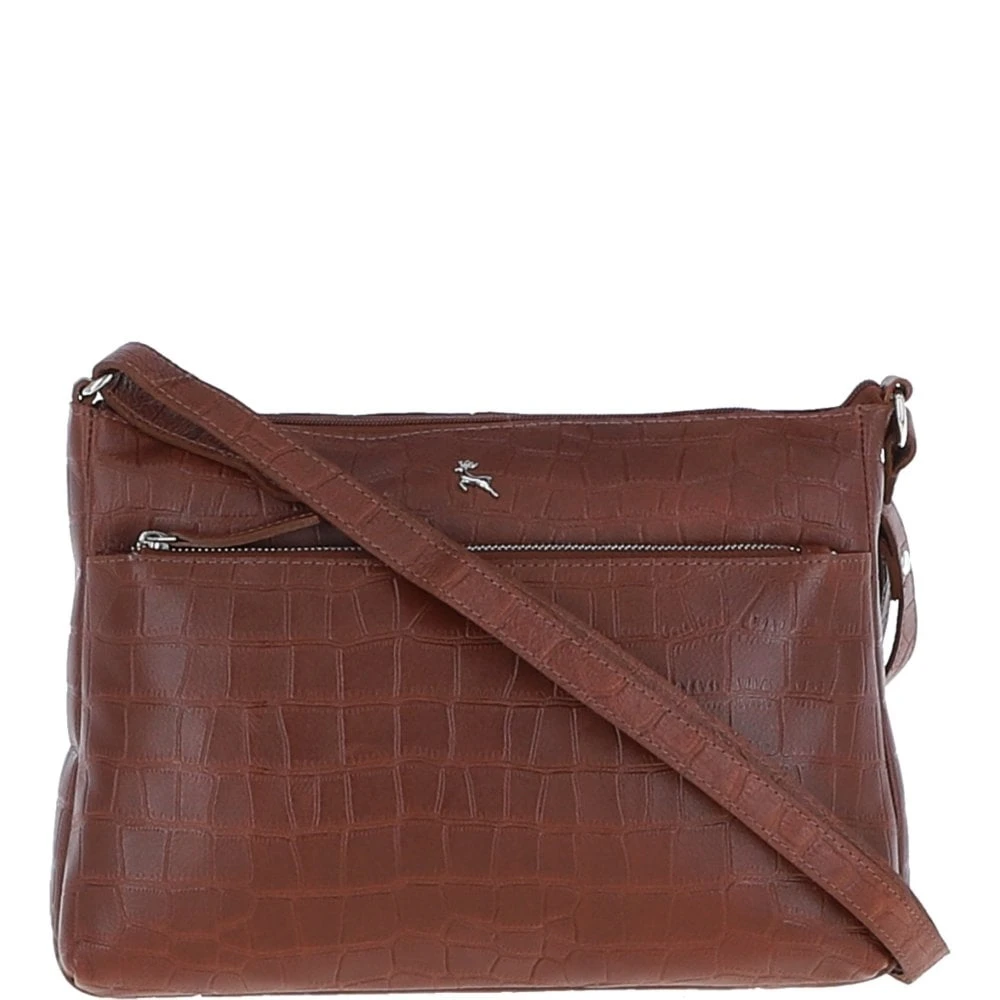 Bridge Croc Print Leather Shoulder Bag Cognac/croc: MC2 - Image 2