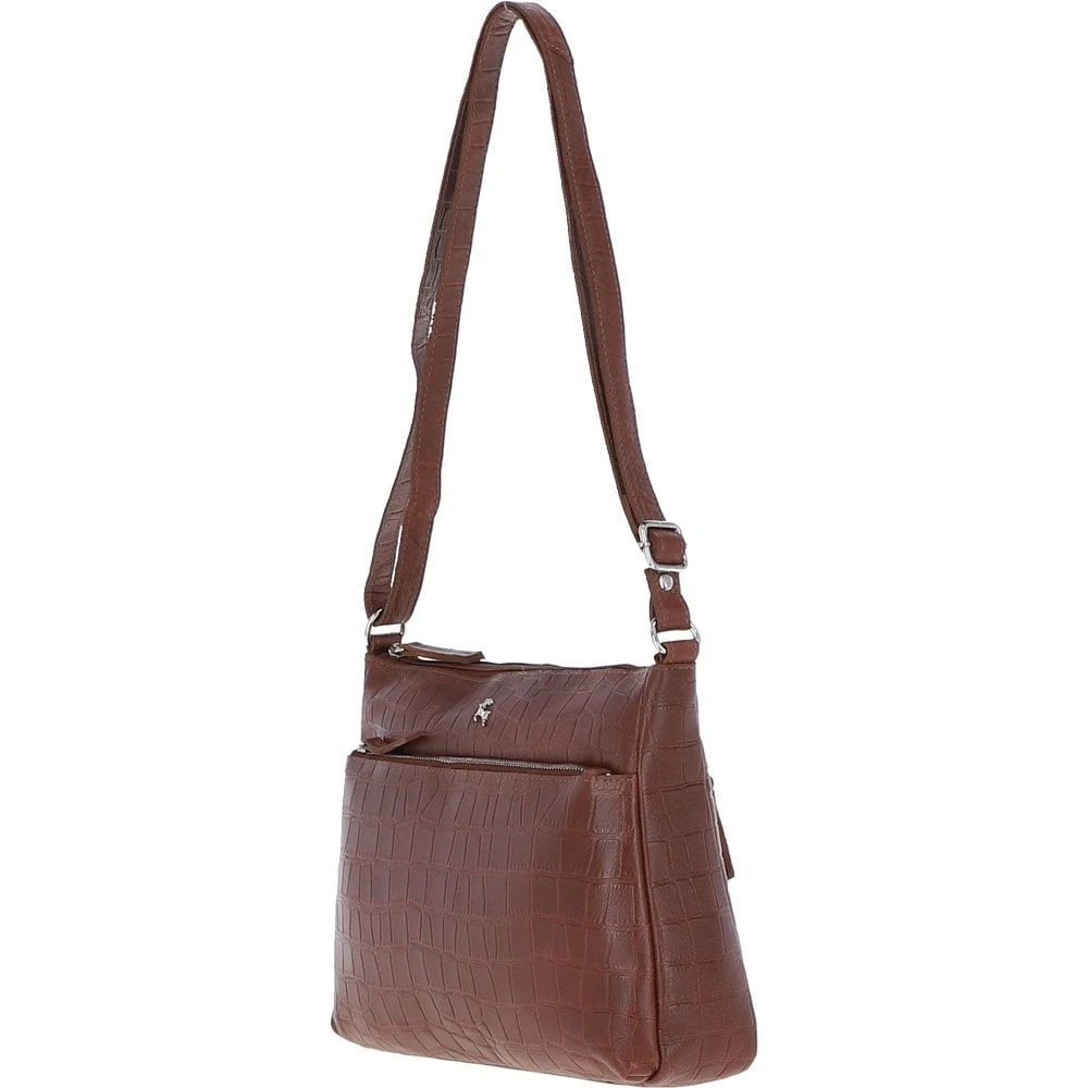 Bridge Croc Print Leather Shoulder Bag Cognac/croc: MC2 - Image 3