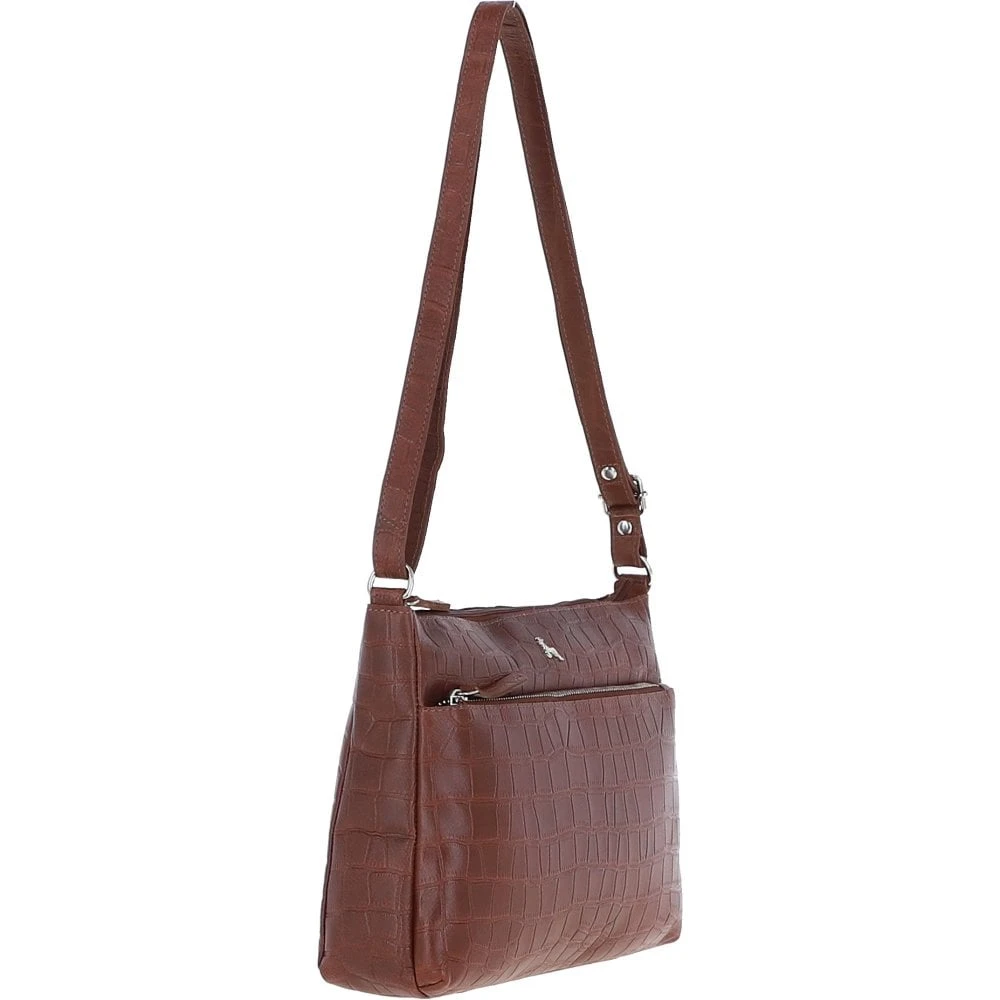 Bridge Croc Print Leather Shoulder Bag Cognac/croc: MC2 - Image 7