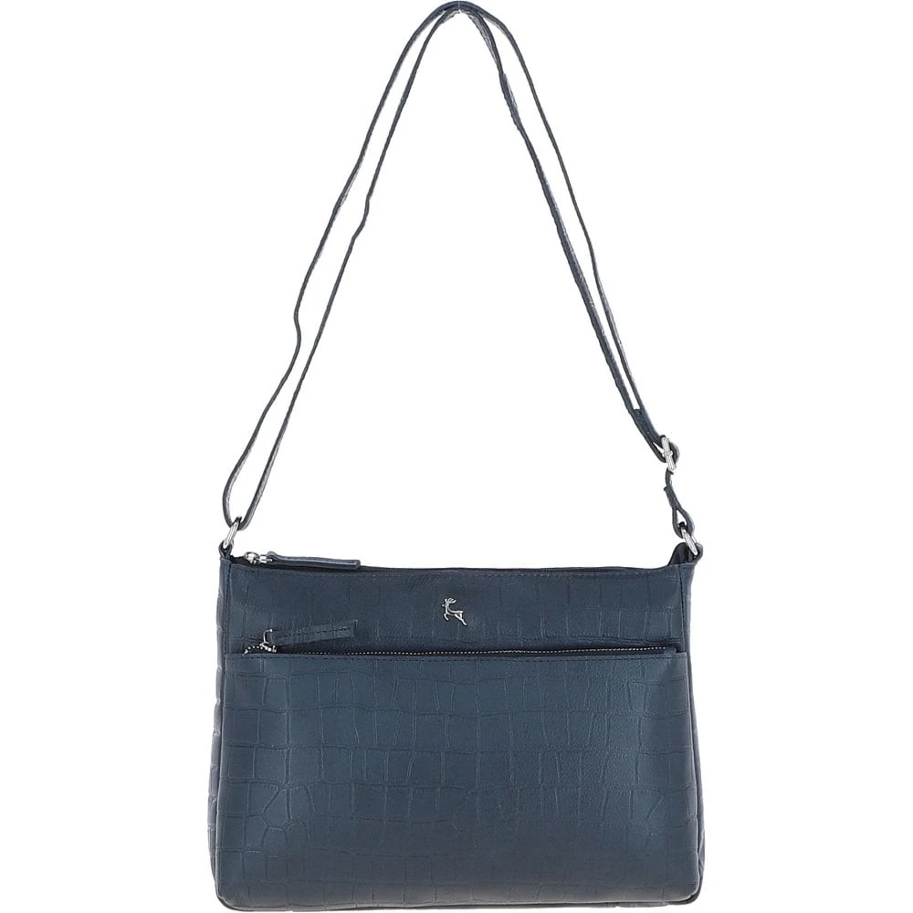 Bridge Croc Print Leather Shoulder Bag Navy/croc: MC2