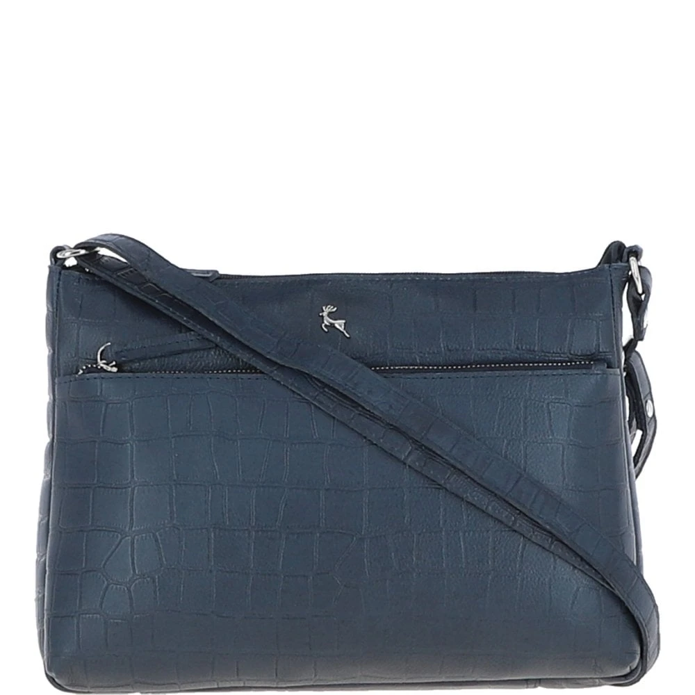 Bridge Croc Print Leather Shoulder Bag Navy/croc: MC2 - Image 2