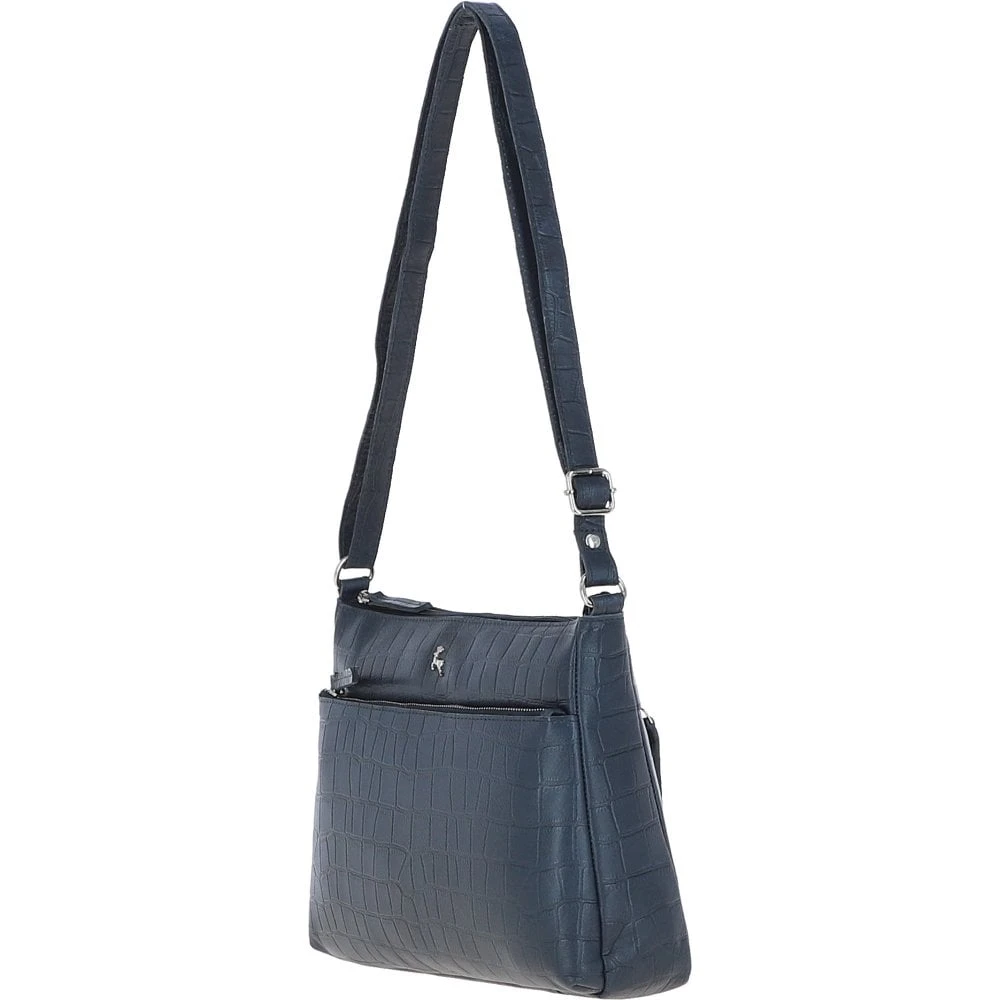 Bridge Croc Print Leather Shoulder Bag Navy/croc: MC2 - Image 3