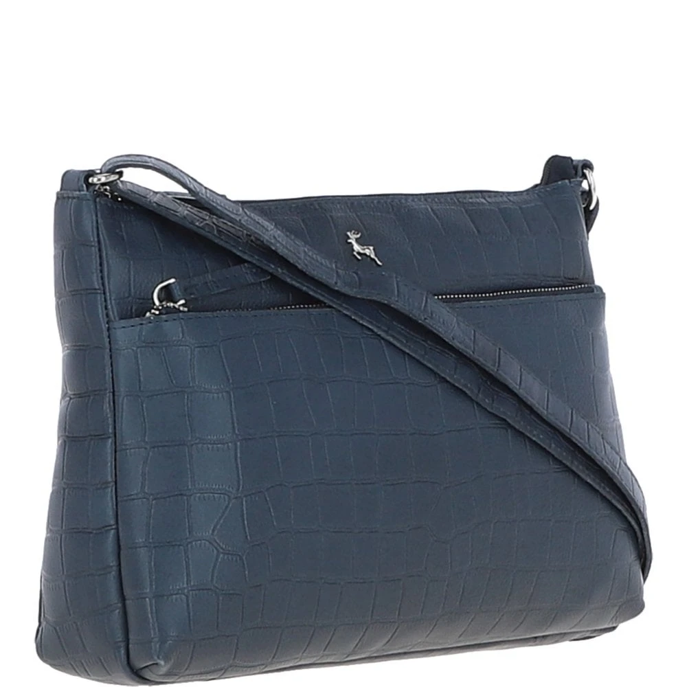 Bridge Croc Print Leather Shoulder Bag Navy/croc: MC2 - Image 4