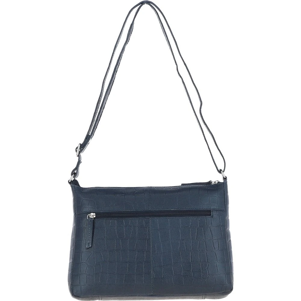 Bridge Croc Print Leather Shoulder Bag Navy/croc: MC2 - Image 5