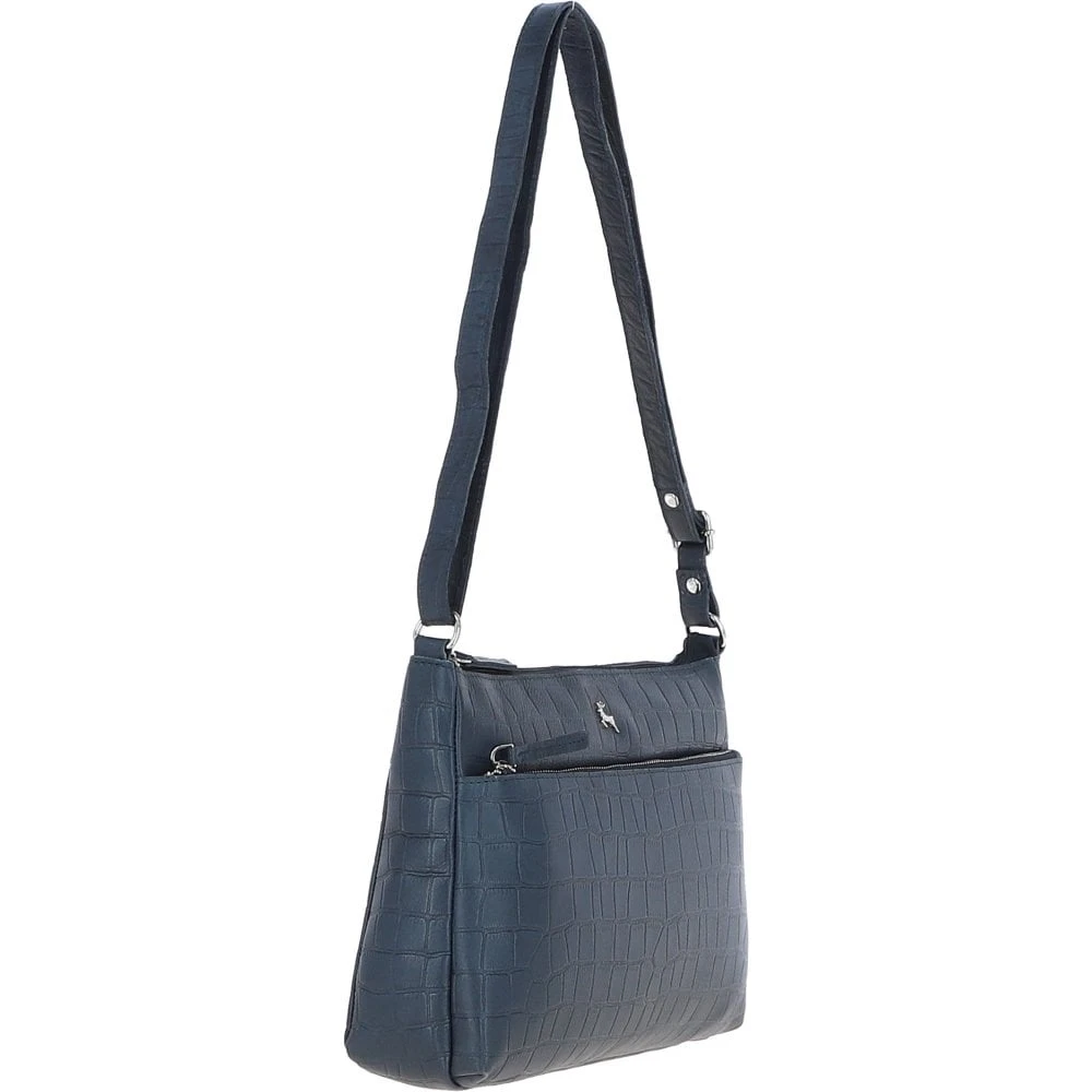 Bridge Croc Print Leather Shoulder Bag Navy/croc: MC2 - Image 7