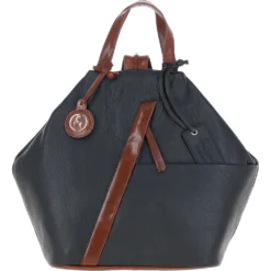 Convertible Leather Tote Backpack Black/tan: 62833