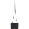 Dipped Leather Cross Body Bag With Chain Strap Black: R-11