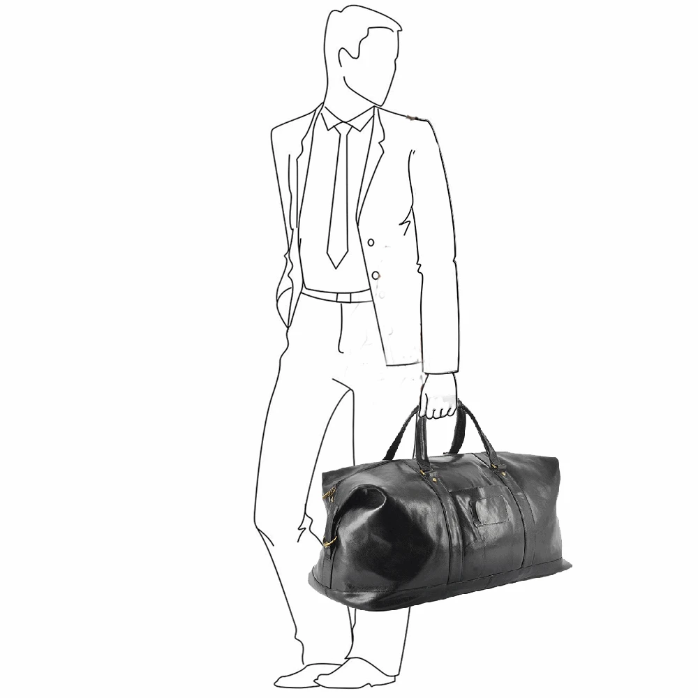 Extra Large Leather Travel Holdall Black/vt: 2081 - Image 2