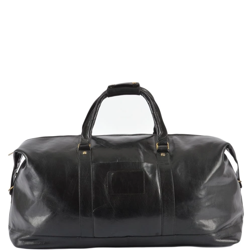 Extra Large Leather Travel Holdall Black/vt: 2081