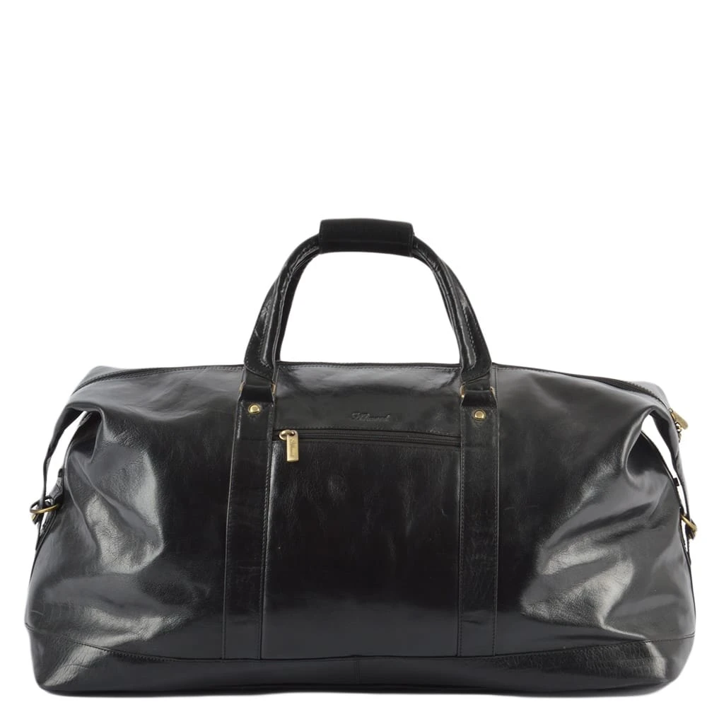 Extra Large Leather Travel Holdall Black/vt: 2081 - Image 4