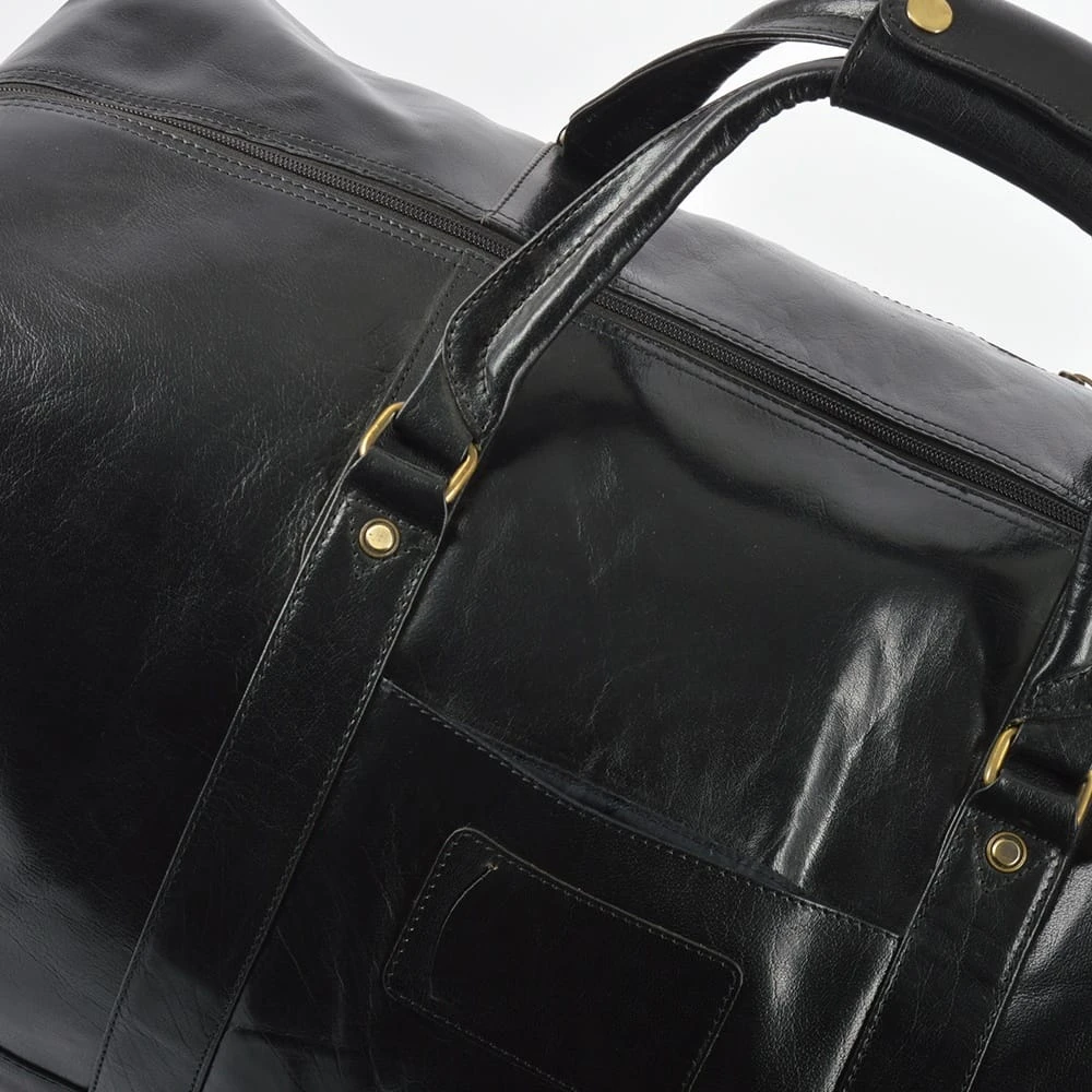 Extra Large Leather Travel Holdall Black/vt: 2081 - Image 6