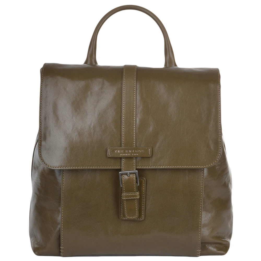 The Bridge Italian Leather Two Pocket Backpack Moss Green/ruthenium: 61235 01 4B NH