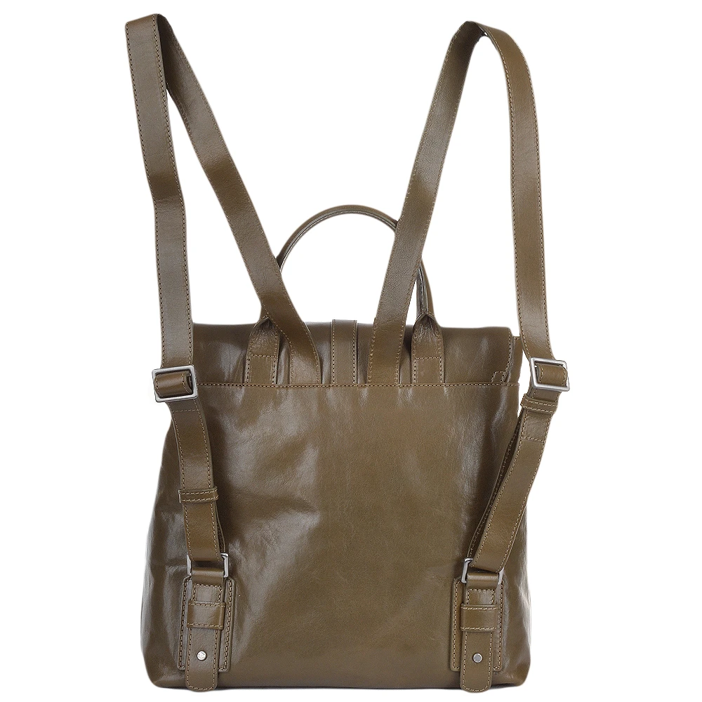 The Bridge Italian Leather Two Pocket Backpack Moss Green/ruthenium: 61235 01 4B NH - Image 3