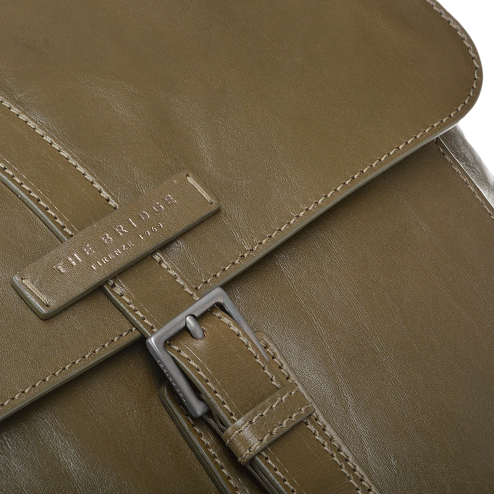 The Bridge Italian Leather Two Pocket Backpack Moss Green/ruthenium: 61235 01 4B NH - Image 4