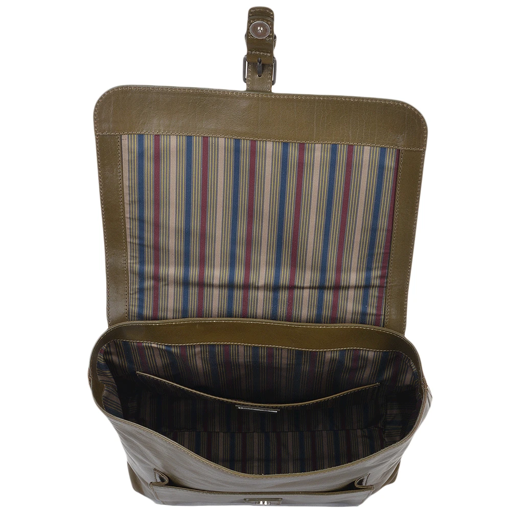 The Bridge Italian Leather Two Pocket Backpack Moss Green/ruthenium: 61235 01 4B NH - Image 5