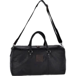 Large Leather Vintage Holdall Black/mud : F-87