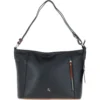 Large Real Leather Shoulder Bag Black/tan: 62835