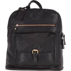 Large Vintage Leather Backpack Black – G28