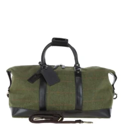 Large Vintage Leather Travel Holdall Tweed: Marcus