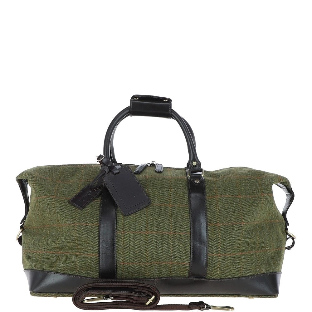 Large Vintage Leather Travel Holdall Tweed: Marcus