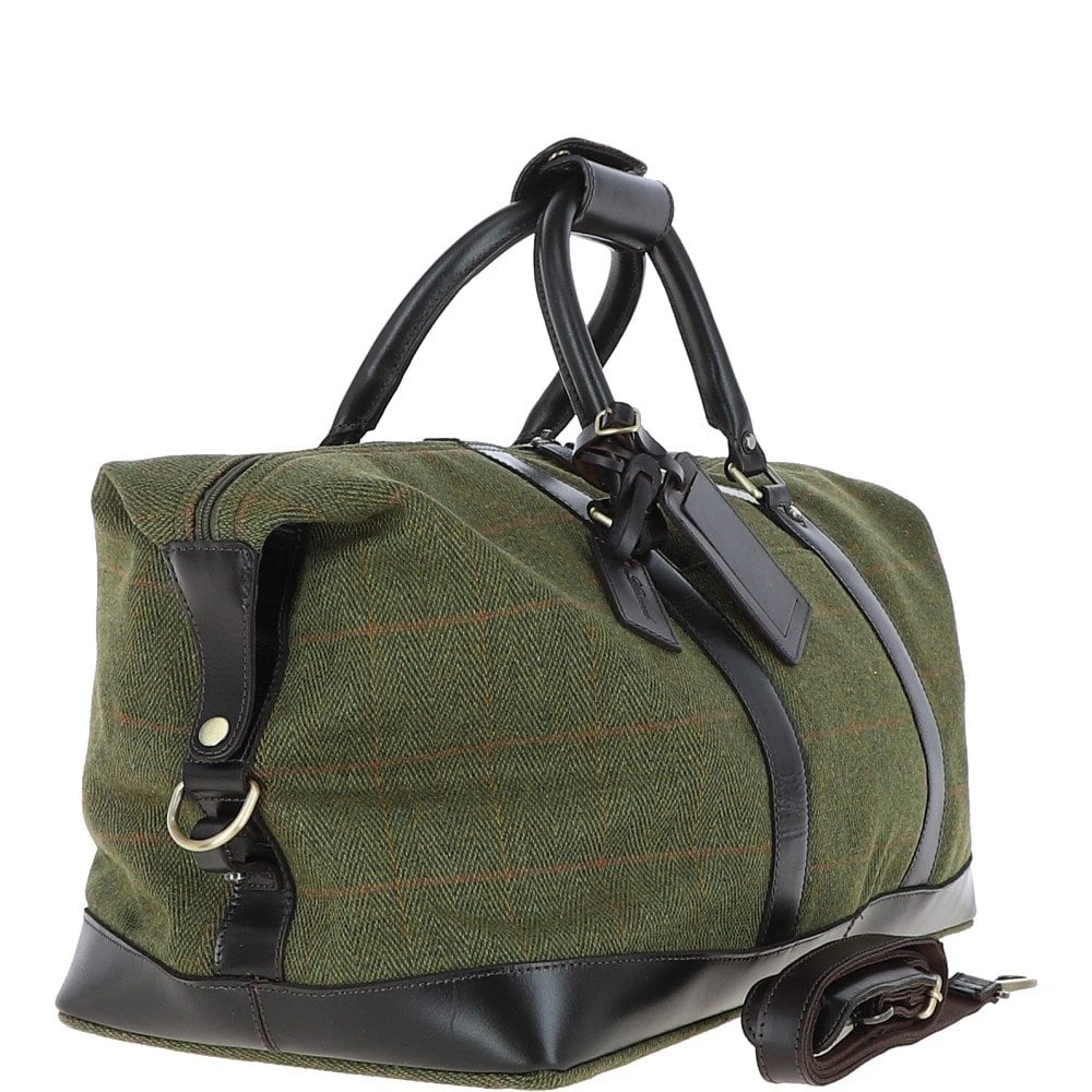 Large Vintage Leather Travel Holdall Tweed: Marcus - Image 4