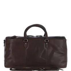 Large Waxy Leather Holdall Brown: W-76
