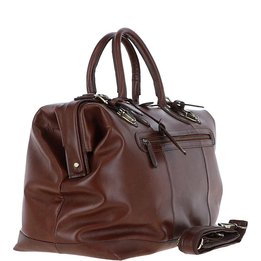 Leather Weekend Holdall Brandy : DR BAG - Image 4