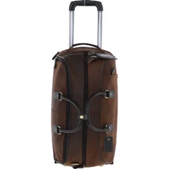 Leather Wheeled Weekend Travel Holdall Oily Brown: Adrian