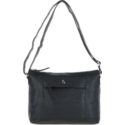 Luxury Croc Print Leather Shoulder Bag Black/croc: MC1