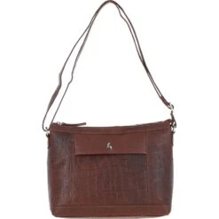 Luxury Croc Print Leather Shoulder Bag Cognac/croc: MC1