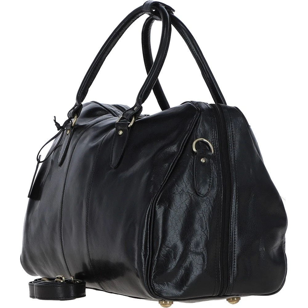 Medium Weekend Leather Holdall Black : Harry - Image 2