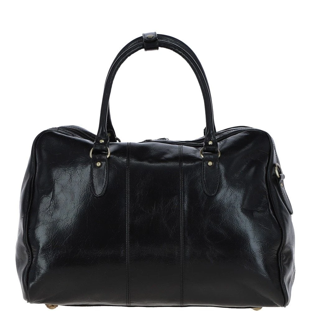 Medium Weekend Leather Holdall Black : Harry - Image 3