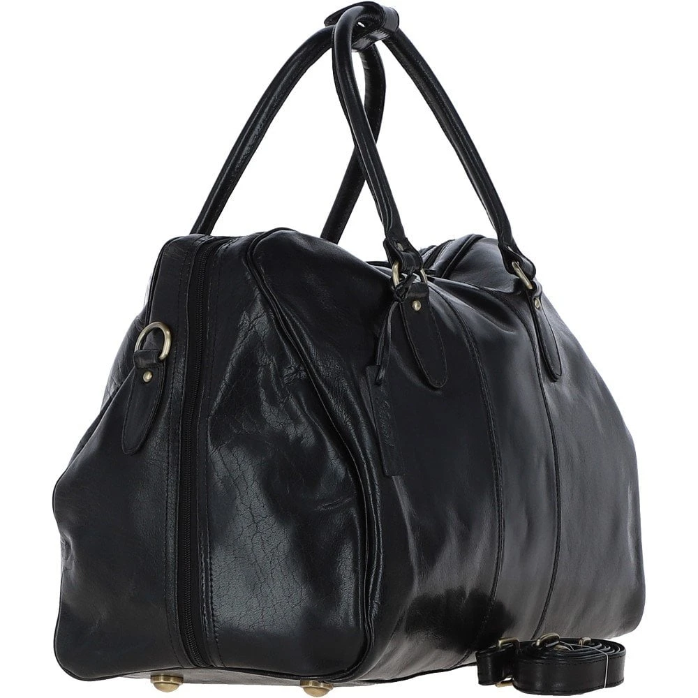 Medium Weekend Leather Holdall Black : Harry - Image 4