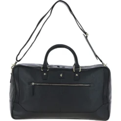 Mens Leather Holdall Weekend Bag Black: Calvin