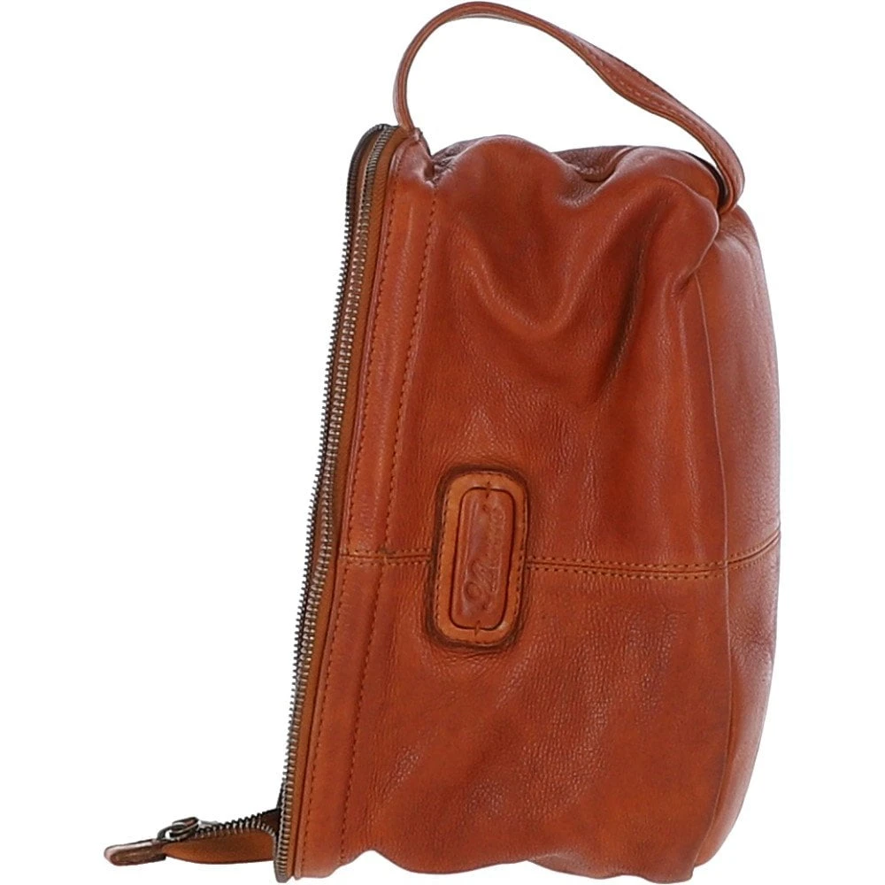 Mens Leather Wash Bag Tan : Duff - Image 4