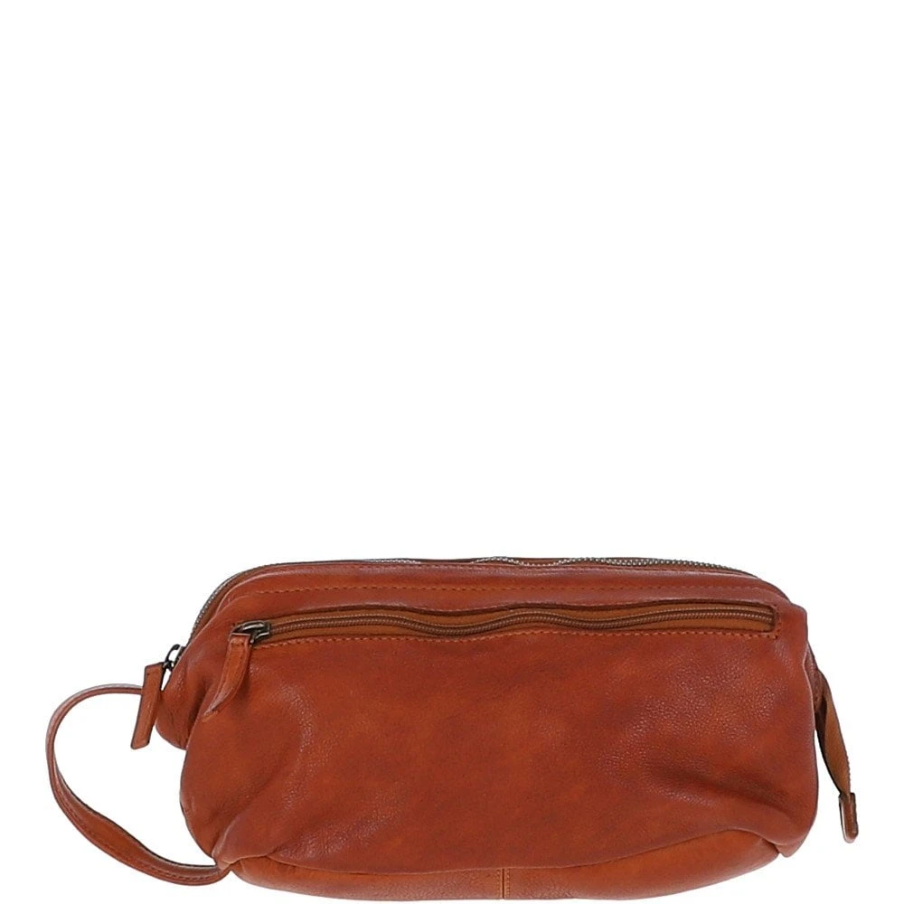 Mens Leather Wash Bag Tan : Duff - Image 7