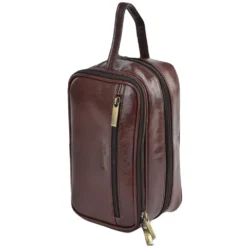 Mens Leather Washbag Cognac/vt : 2080