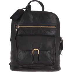 Small Vintage Leather Backpack Black – G25