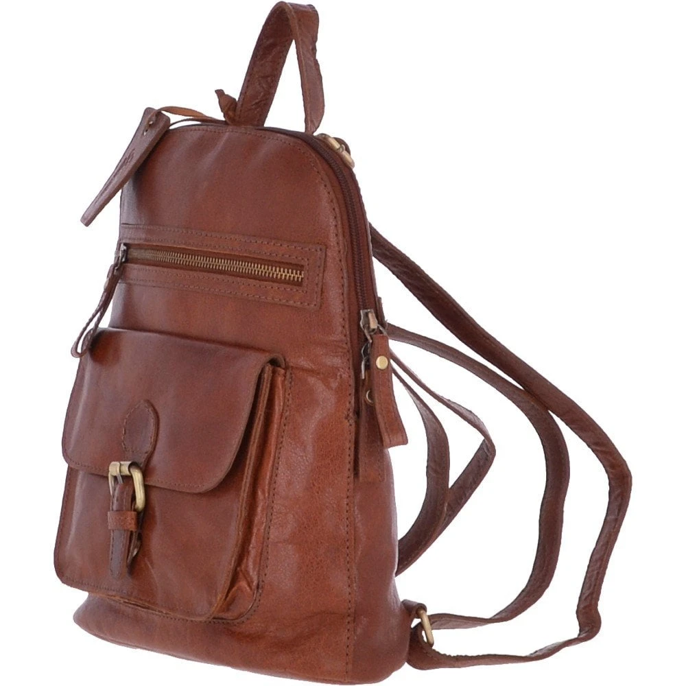 Small Vintage Leather Backpack Honey – G25 - Image 3