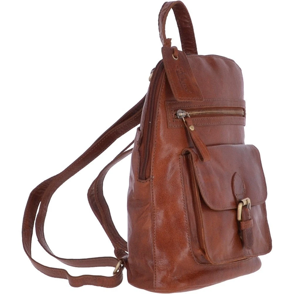 Small Vintage Leather Backpack Honey – G25 - Image 5