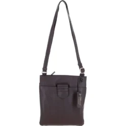 Tab Small Zip Top Leather Cross Body Bag Aubergine