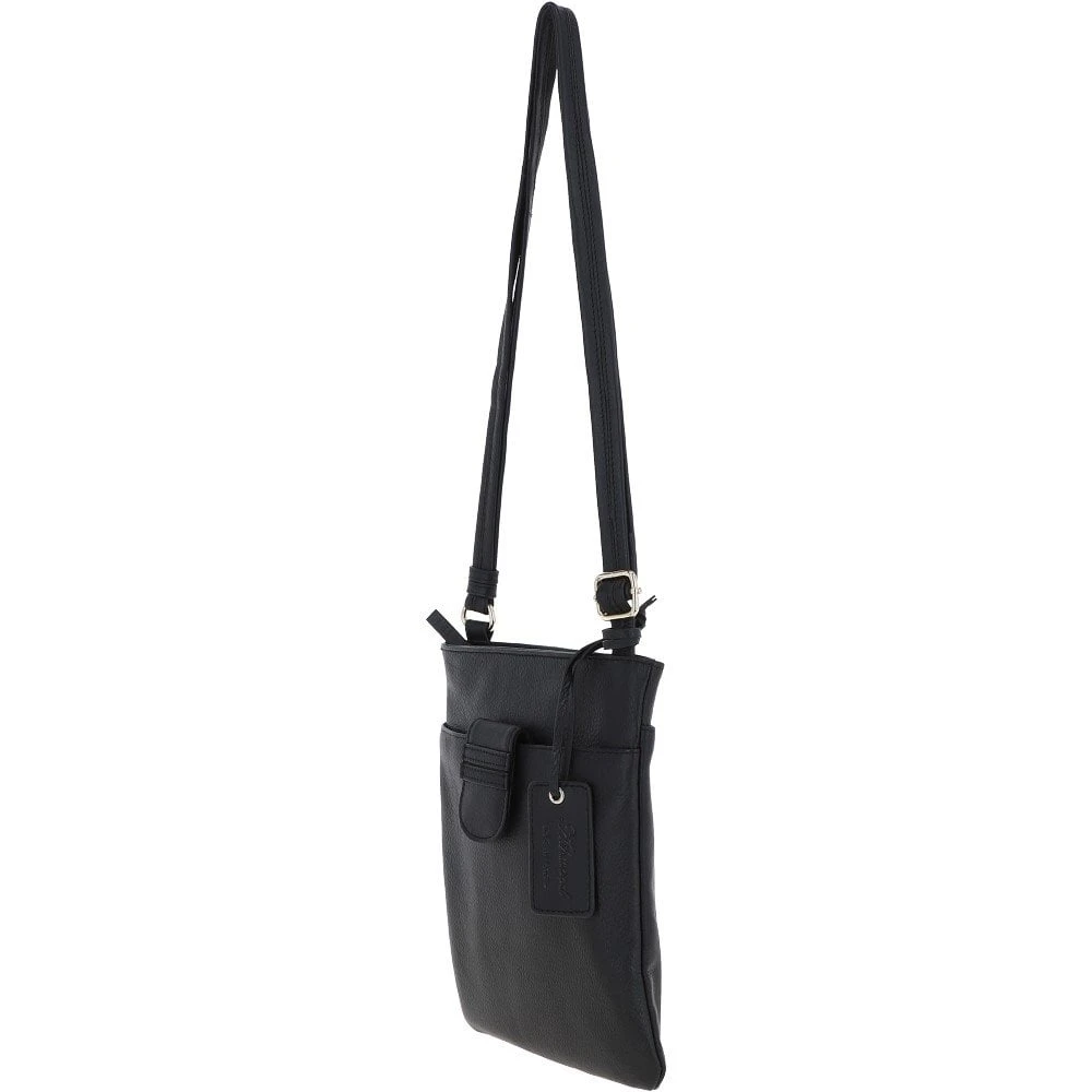 Tab Small Zip Top Leather Cross Body Bag Black - Image 2