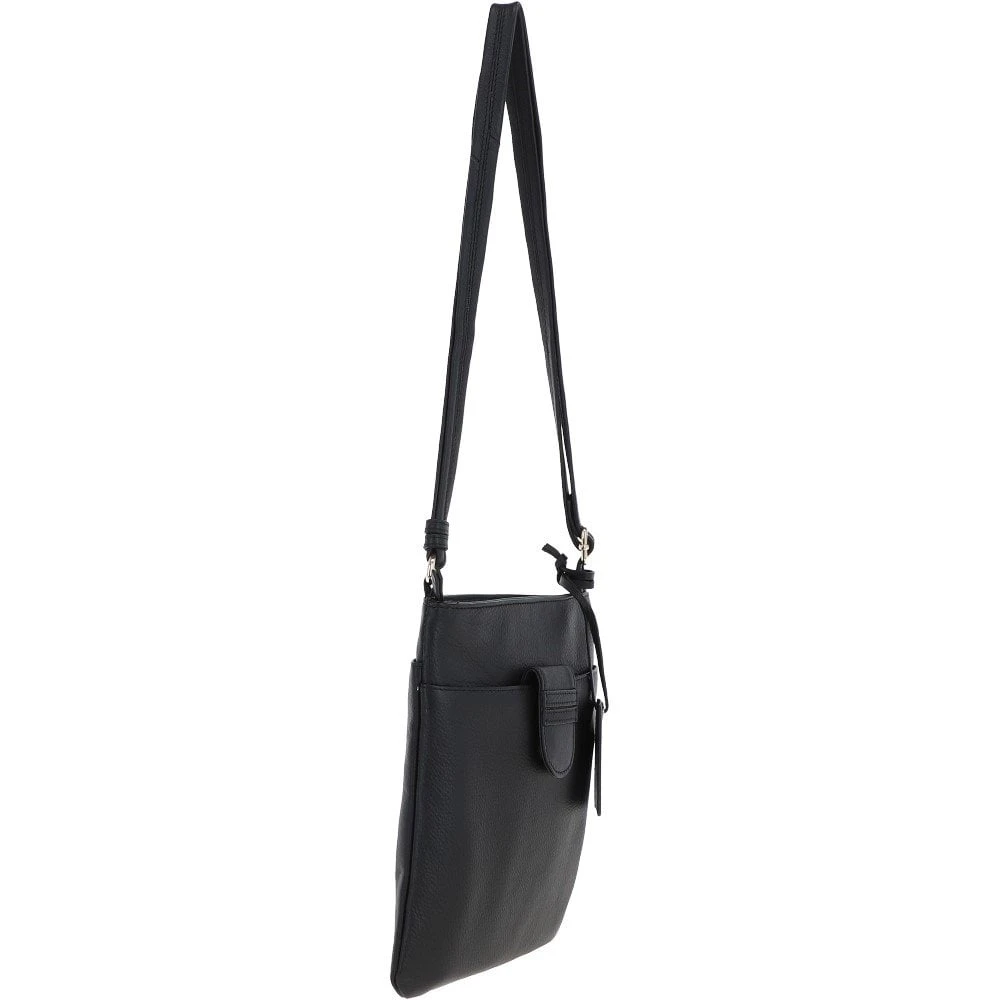 Tab Small Zip Top Leather Cross Body Bag Black - Image 4
