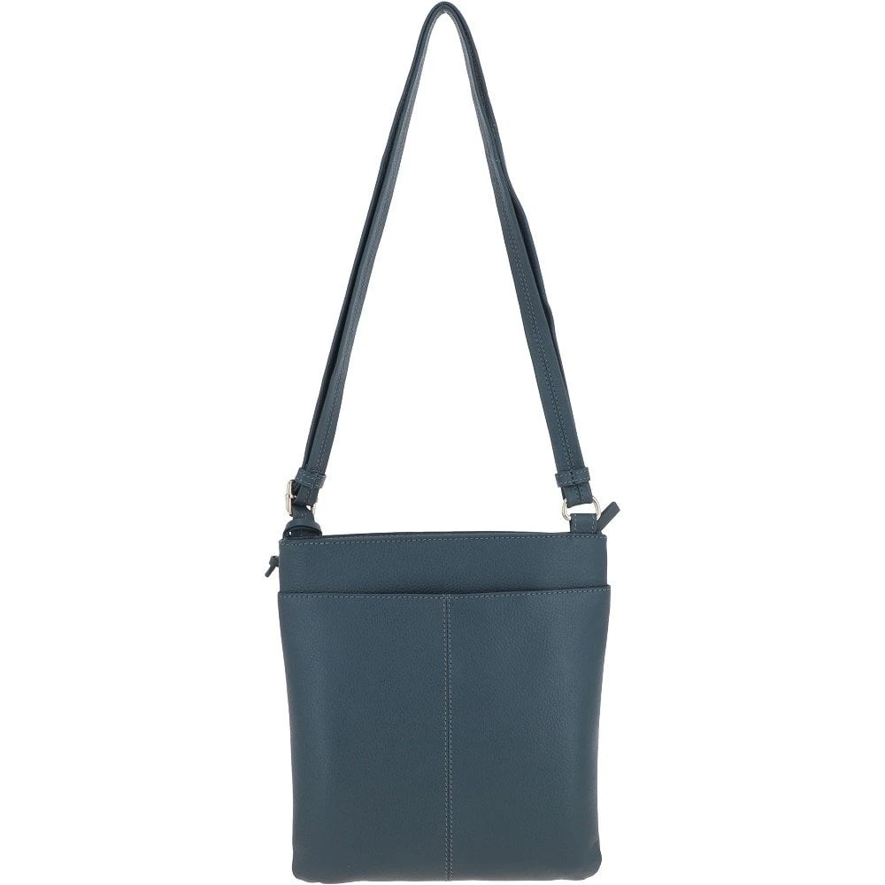 Tab Small Zip Top Leather Cross Body Bag Blue - Image 4