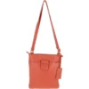 Tab Small Zip Top Leather Cross Body Bag Orange