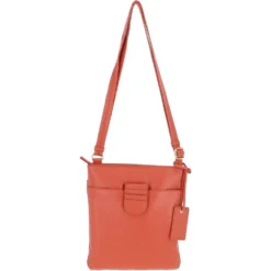 Tab Small Zip Top Leather Cross Body Bag Orange