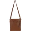 Tab Small Zip Top Leather Cross Body Bag Tan