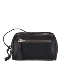 Two Section Oily Hunter Leather Wash Bag Brown : 1667